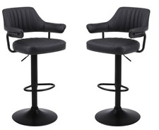 2 X PLUSH BLACK BAR STOOLS