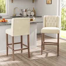 Set of 2 Linen Bar Stools