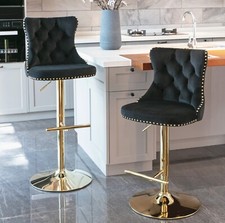 Velvet Swivel Bar Stools Set
